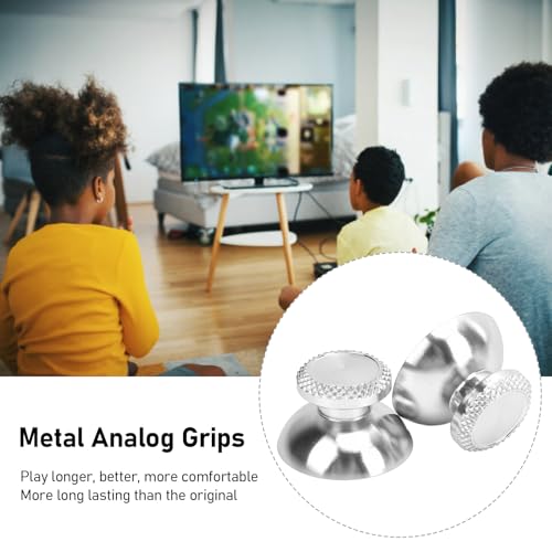 Pomya Thumbsticks for Controller, 2Pcs Metal Thumb Grip Replacement for Handheld Game Console, Aluminum Alloy Analog Thumb Sticks Accessories (Silver) - color: Silver