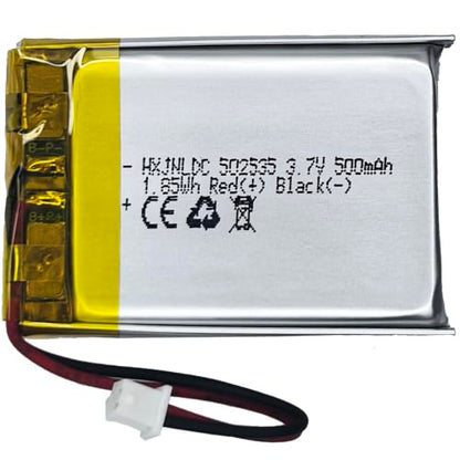 DC 3.7V 500mAh 502535 Rechargeable Lithium Polymer Battery, Suitable for DIY 3.7-5V Electronic Products with Built-in 2-Wire Battery Replacement and LED Lights