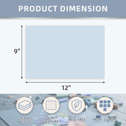 Somime 9x12 600gsm Sanded Pastel Paper Pad, 12 Sheets of 6 Light Colors - size: 9x12 12 sheets
