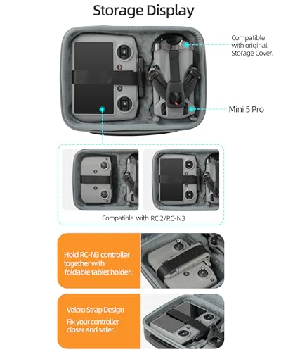 Carrying Case for DJI Mini 5 Pro Accessories, Portable Travel Case Storage Bag for DJI Mini 5 Pro, Compatible with RC 2/RC-N3 Remote Controller