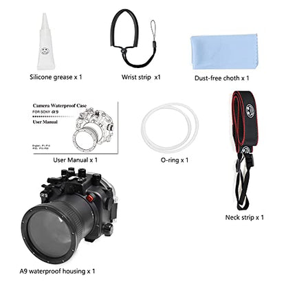 Seafrog 40m/130ft Professional Waterproof Diving Housing Case with Standard Flat Port,for Sony A9 （90mm） Lens
