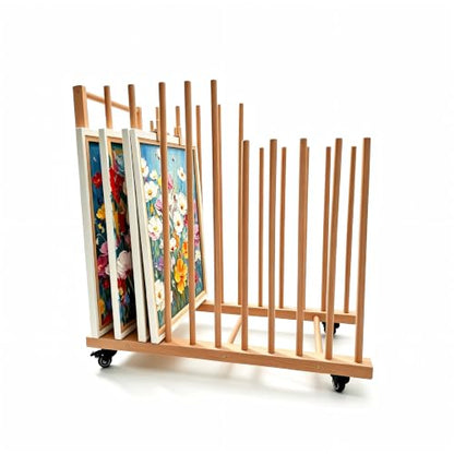 Large Art Storage Rack with Wheels, Art Canvas Boards Rack Art Storage with Handle & Caster Wheels for Drawing Board, Panel, Paper Pad for Gallery, Art Studios, Artworks