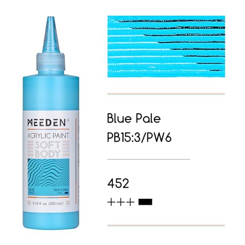 MEEDEN Soft Body Acrylic Paint: Blue Pale Matte Finish 250ml/8.45oz - color: Blue Pale