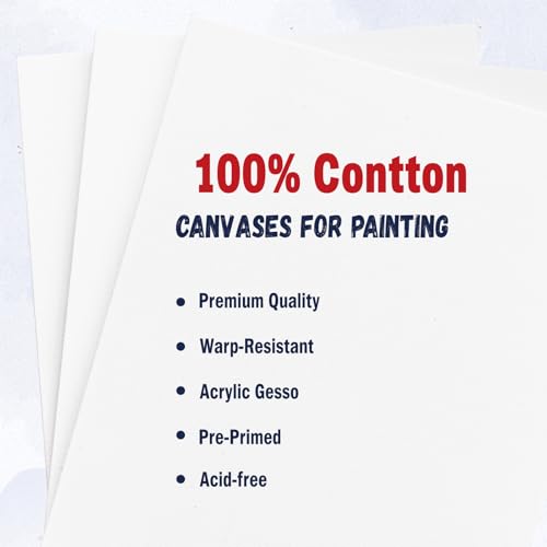 12x12 Canvas for Painting, 6 Pack Primed Stretched Canvases for Art - size: 12*12-6