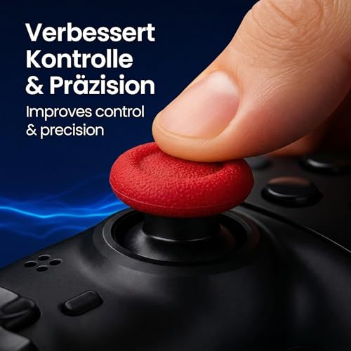 MatoSan Thumbstick Silicone Replacement Caps - Compatible with PS5 Controller & PS4 Controller - Non-Slip Grip for More Precise Control - Protective Caps for Analog Sticks (4 Silicone Red) - color: 4 silicone red