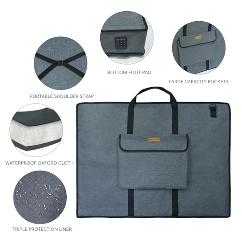 MeetYr Life Premium Art Portfolio Bag 24"x18" – Waterproof, Triple Padded, Portable with Shoulder Strap – for Artwork, Posters, Sketches & Paintings - size: 24"x18"