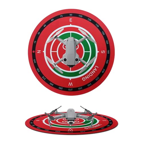 Universal Night-Visibility Drone Landing Pad, Fast-Foldable, Double-Sided Waterproof & Easy-Clean, Weighted Wind-Resistant Launch Pad for Mini 5/4/3 Pro/Mini 4k/Air 3s/Avata 2/Mavic 4 Series Quadcopters(Red) - color: Red