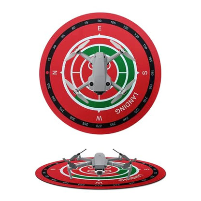 Universal Night-Visibility Drone Landing Pad, Fast-Foldable, Double-Sided Waterproof & Easy-Clean, Weighted Wind-Resistant Launch Pad for Mini 5/4/3 Pro/Mini 4k/Air 3s/Avata 2/Mavic 4 Series Quadcopters(Red) - color: Red