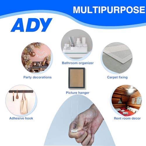 ADY Clear Picture Hanging Strips, Double Sided Tape, Adhesive Strips - size: L-0.75in x 3.75in