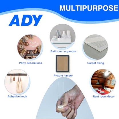 ADY Clear Picture Hanging Strips, Double Sided Tape, Adhesive Strips - size: L-0.75in x 3.75in