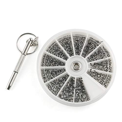 E-outstanding 600pcs M1 M1.2 M1.4 M2.5 Mini Electronics Screws Nuts Assortment Tool Kit 12 Kinds of Repair Hardware Tools Box with Screwdriver for Electronic Products