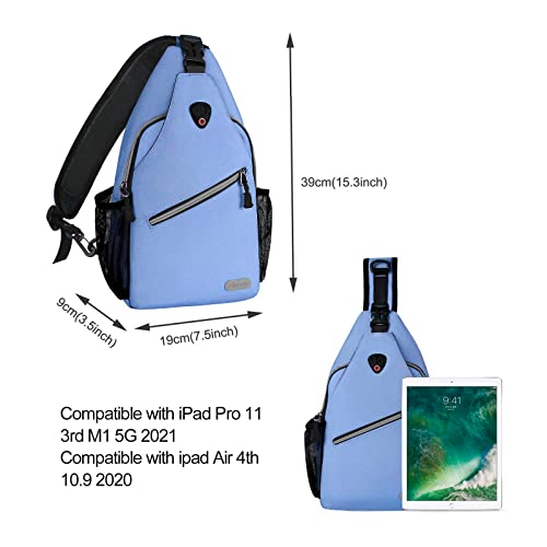 MOSISO Small Sling Bag for Men, Crossbody Shoulder Chest Daypack Bag - color: Airy Blue