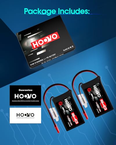 HOOVO 2S LiPo Battery 7.4V 450mAh 30C Battery Pack with JST Plug 2Pack