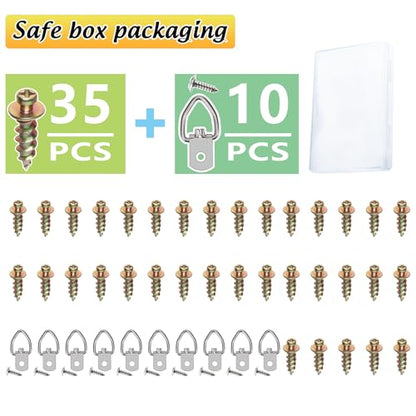 35Pcs Gold Double-Headed Wall Picture Screws with D Ring Hangers kit - color: Color Zinc, size: 35 Pack + D-ring