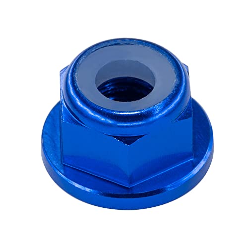 30pcs M4 Flange Lock Nuts CW Aluminum Alloy Nylon Inserted Self Clinching Locking Hex Nuts for DIY Build FPV Drone RC Car Parts, Blue Color - color: Blue, size: M4
