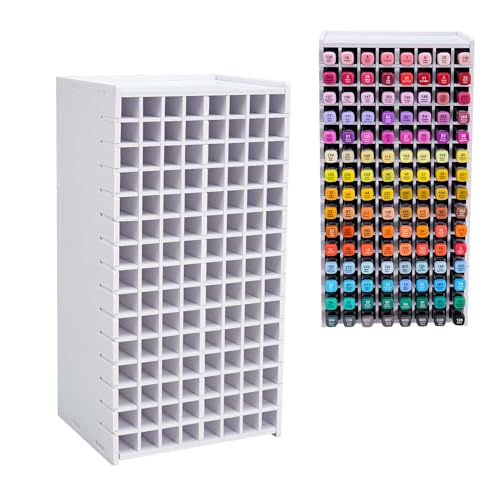 SANFURNEY Art Marker Storage Rack for 120 Markers - size: Rack for 120 Markers - White