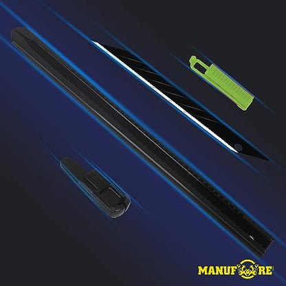 MANUFORE 30pcs 9mm Snap-off Knives with 30-Degree Precision Blade Green - color: Green