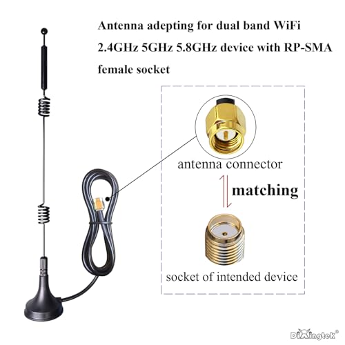 2-Pack Dual Band WiFi 2.4GHz 5GHz 5.8GHz Magnetic SMA Antenna