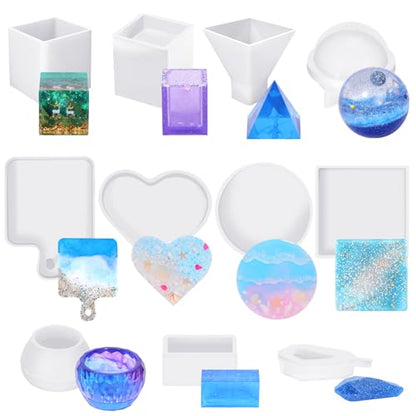 KISREL Resin Molds Kit 12PCS, Epoxy Resin Silicone Molds, Resin Mold - size: Various Resin Molds - 12pcs
