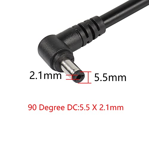 SinLoon 2 Pack DC5521 Power Pigtails Cable,16AWG 12V,90 Degree,3.3FT