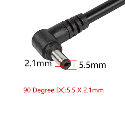 SinLoon 2 Pack DC5521 Power Pigtails Cable,16AWG 12V,90 Degree,3.3FT
