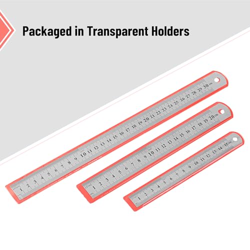 Mr. Pen- Metal Straight Edge Ruler, 3 pcs, 6", 8", 12" - color: Silver, size: 6, 8, 12 inch