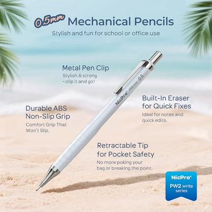 Nicpro Cute Mechanical Pencil Set, 4PCS 0.5mm Pastel Drafting Pencils - style: 0.5mm