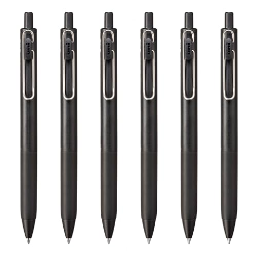 Uni-Ball one Retractable Gel Pens, Medium Point (0.7mm),Black Barrel, Black Ink, 6 Pens - color: Black Barrel, style: Medium