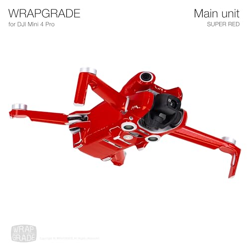 WRAPGRADE Skin Stickers Compatible with DJI Mini 4 Pro | Full Wrap (Super Red) - color: Super Red