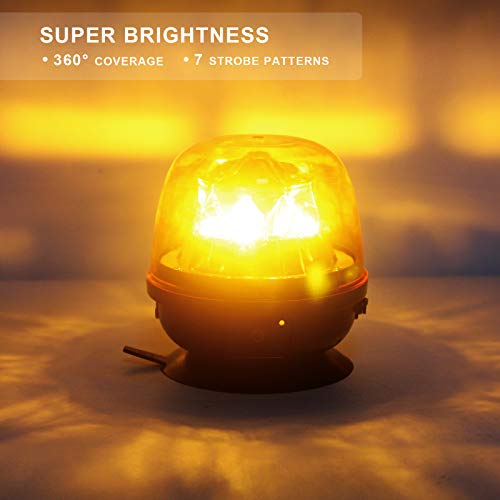Agrieyes W08 Wierless Amber LED Beacon Lights, Magnetic Base Strobe Lights - color: Round Amber