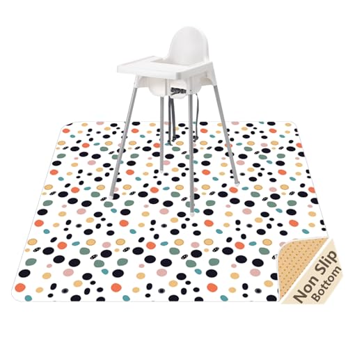Splat Mat for Under High Chair, Waterproof Washable High Chair Floor Mat - color: Polka Dot