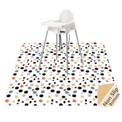 Splat Mat for Under High Chair, Waterproof Washable High Chair Floor Mat - color: Polka Dot