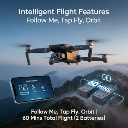 V168 Pro MAX GPS Drones with Camera for Adults 4K, RC Drone with 4.5" HD Screen on Controller, 60 Mins Flight, Long Range Transmission, 360° Obstacle Avoidance, Follow Me, Auto Return, Brushless Motor, QuickShots, Lightweight and Foldable Quadcopter for B