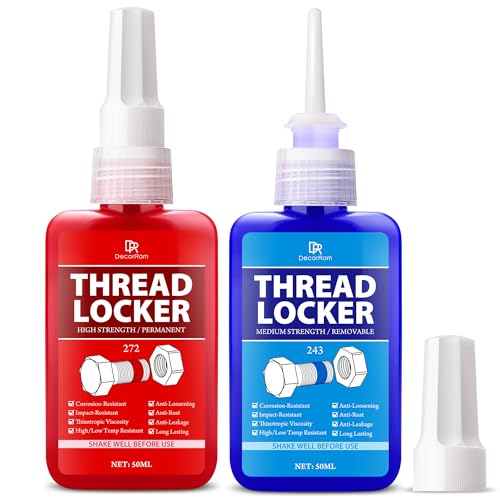 Thread Lock Kit (272 & 243) - 3.38 oz/100ml Medium & Strong Strength Removable Threadlocker - Secure Nuts, Bolts & Fasteners - Prevents Loosening, Leakage & Corrosion - Anaerobic Curing Thread Locker