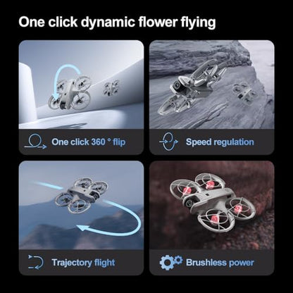 Drone with HD Camera for Adult Beginners, Brushless Motor, One Key Take Off/Land, Optical Flow Positioning, Gesture Photo Video RC Quadcopter with 2 Battery Drones Gift for Adults, Beginners