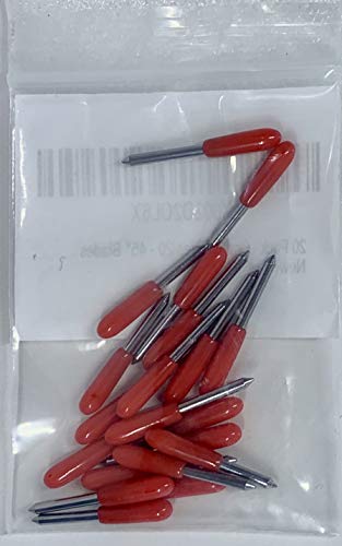 20 Pack - Made in USA - Explore Replacement Blades Compatible Cricut Imagine Explore Air 2 Create Maker 3 Expression 45° Standard Vinyl Fabric Scrapbook Cutting Blades Replacements - color: red/blue USA-made