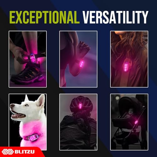 LED Safety Lights 4 Pack, Clip On High Visibility Strobe Light for Walk Run - color: Pink