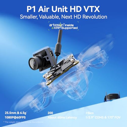 BETAFPV P1 Air Unit HD VTX, 1080P/60FPS, 60ms Low Latency 5KM Long Range