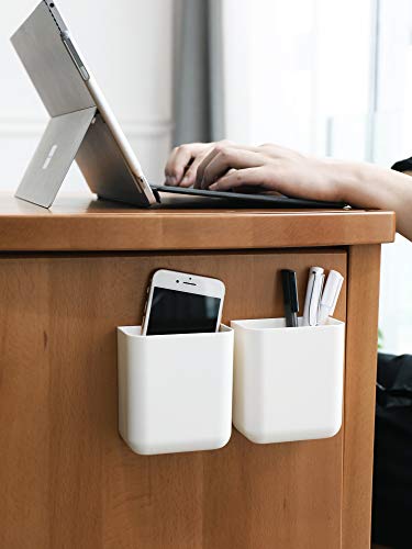 T-H-See Remote Holders Wall Mount Hole Free, Self-Adhesive Storage Box, Pen Holder (2 Pack)