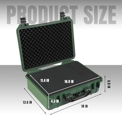 Jack Boss Waterproof Hard Camera Case with Pre-cut Foam,Green - color: GREEN