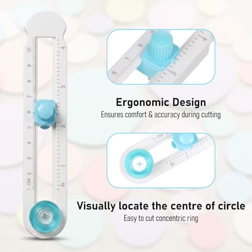1 PCS Adjustable Circle Cutters for Crafts, Multi Purpose Round Circle Cutter Paper Tool, Easy Operation, Smooth Cutting for Scrapbooking Card Making DIY Projects