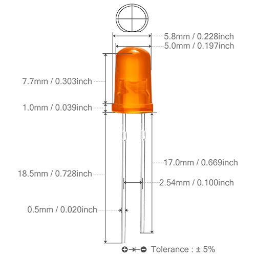CHANZON 100 pcs 5mm Orange Diffused LED Diode Lights(DC 2V 20mA) - color: K) Orange-orange (100pcs)