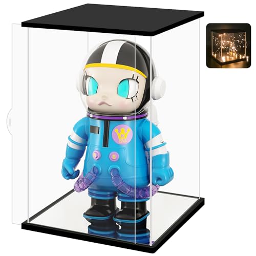 NONEMEY Clear Acrylic Display Case with Two Kind of Lights for 1000% Pop Mart，Dustproof Model Showcase Organizer Box, Display Case for Collectibles (21.2x21.2x30.7inch,54x54x78cm) - size: 21.2×21.2×30.7 inch, 54×54×78 cm