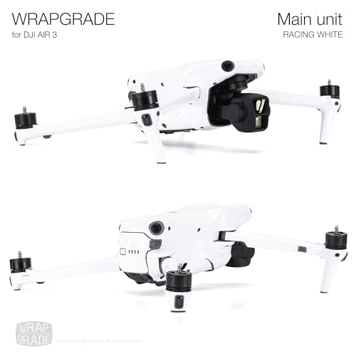 WRAPGRADE Skin Stickers Compatible with DJI Air 3 | Full Wrap (Racing White) - color: Racing White