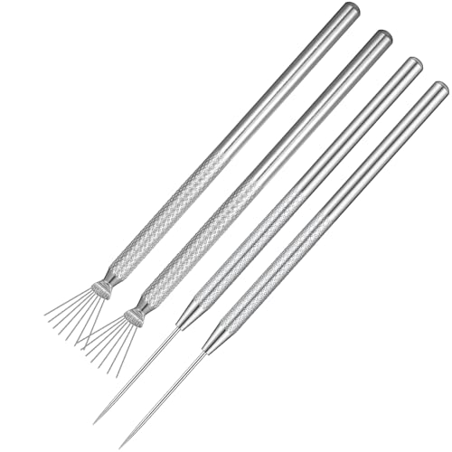 4 PCS Clay Needle Tools Polymer Pottery Clay Sculpting Tools Stainless Steel Carving Modeling Tool Wire Texture Tool for Ceramic Polymer Pottery Clays Sculpting, Texturing, Modeling