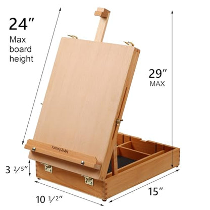 Falling in Art Wooden Tabletop Easel, Beech Wood Sketchbox Desktop Easel - style: Tabletop Easel