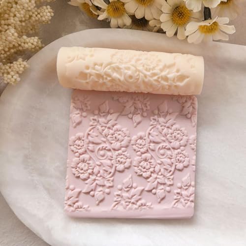 4Pcs Polymer Clay Texture Roller Work with Polymer Clay Cutters for DIY Earrings Jewelry Making Craft Supplies