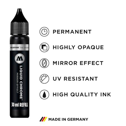 Molotow Liquid Chrome Alcohol-Based Refill, 30ml Bottle, 1 Each - size: 1 Count (Pack of 1), style: Refill