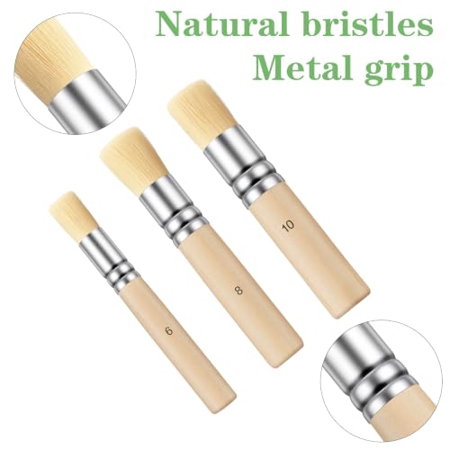 3 Pcs Wooden Stencil Brush, Ymapinc Natural Bristle Paint Brushes