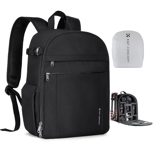K&F CONCEPT Camera Backpack, Lightweight Camera Bag with Tripod Holder - color: 01-Light Black